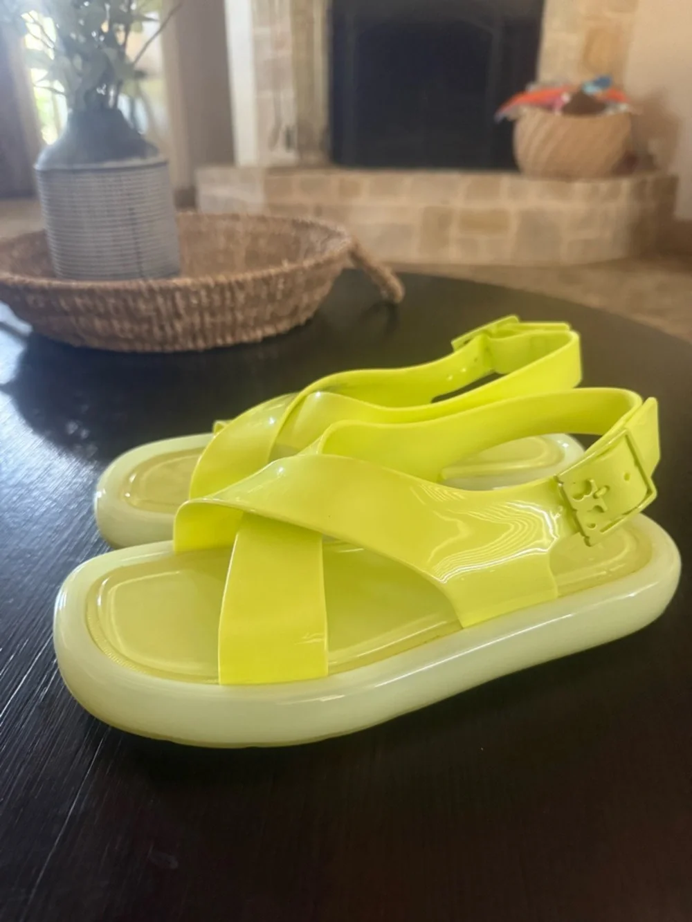 Tory Burch Neon Yellow Jelly Sandals Size 7 - Picture 3 of 7